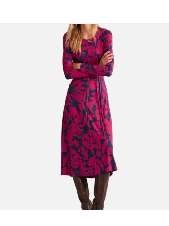 Boden Dresses & Skirts - Boden Lucy Jersey Midi Dress Warm Cranberry Tulip Bloom Floral NWT Size 10